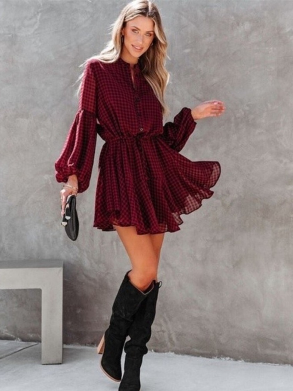 Vici Manchester Adjustable Balloon Sleeve Dress small